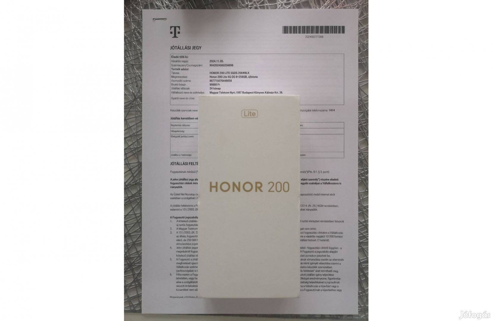 Új Honor 200 LITE DUAL SIM Független/Bontatlan/2 Év Garancia/