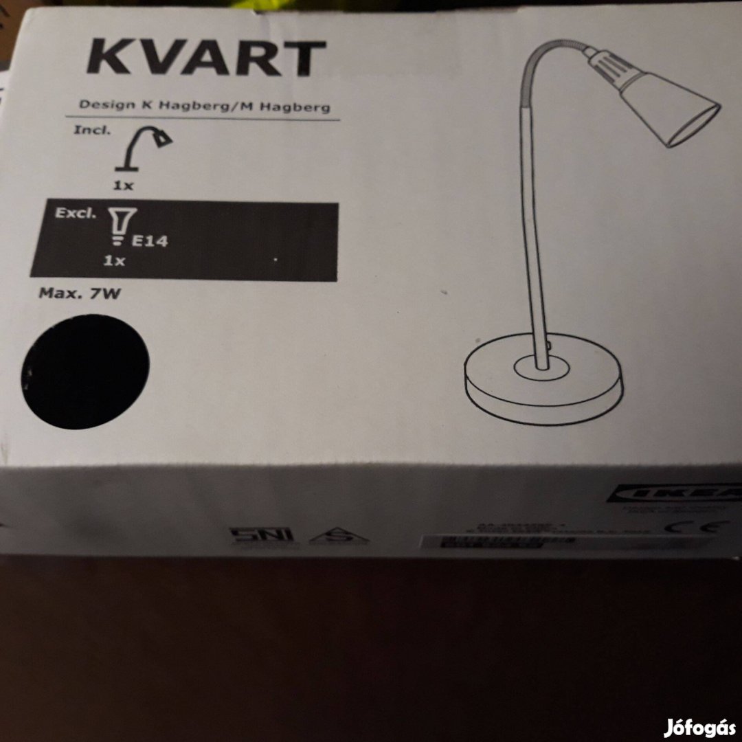 Új Ikea Kvart asztali lámpa, fekete, dobozában