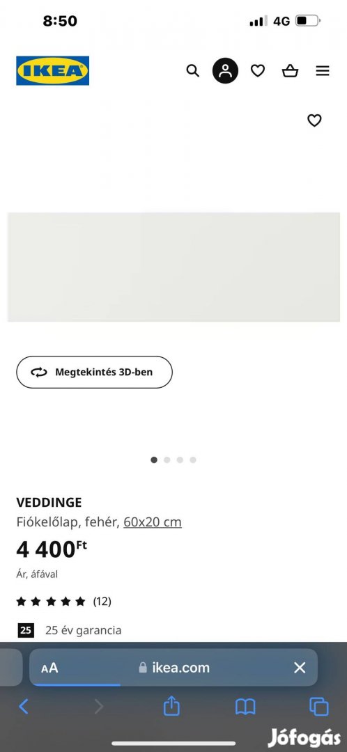 Új Ikea Veddinge 60x20 fehér fiókelőlap ( 3 db) 