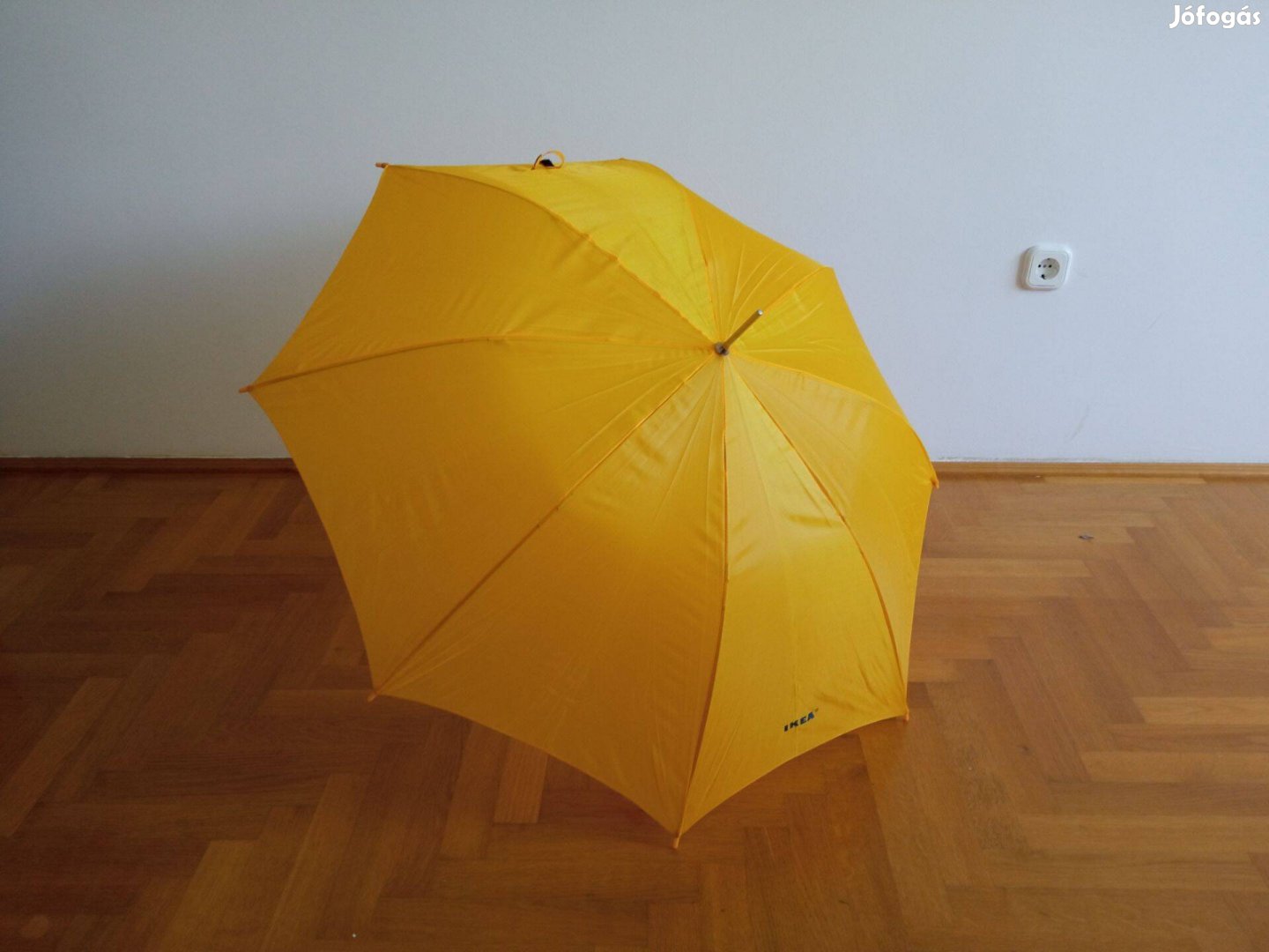 Új Ikea sárga színű fa nyelű automata erős esernyő * Vadonatúj *