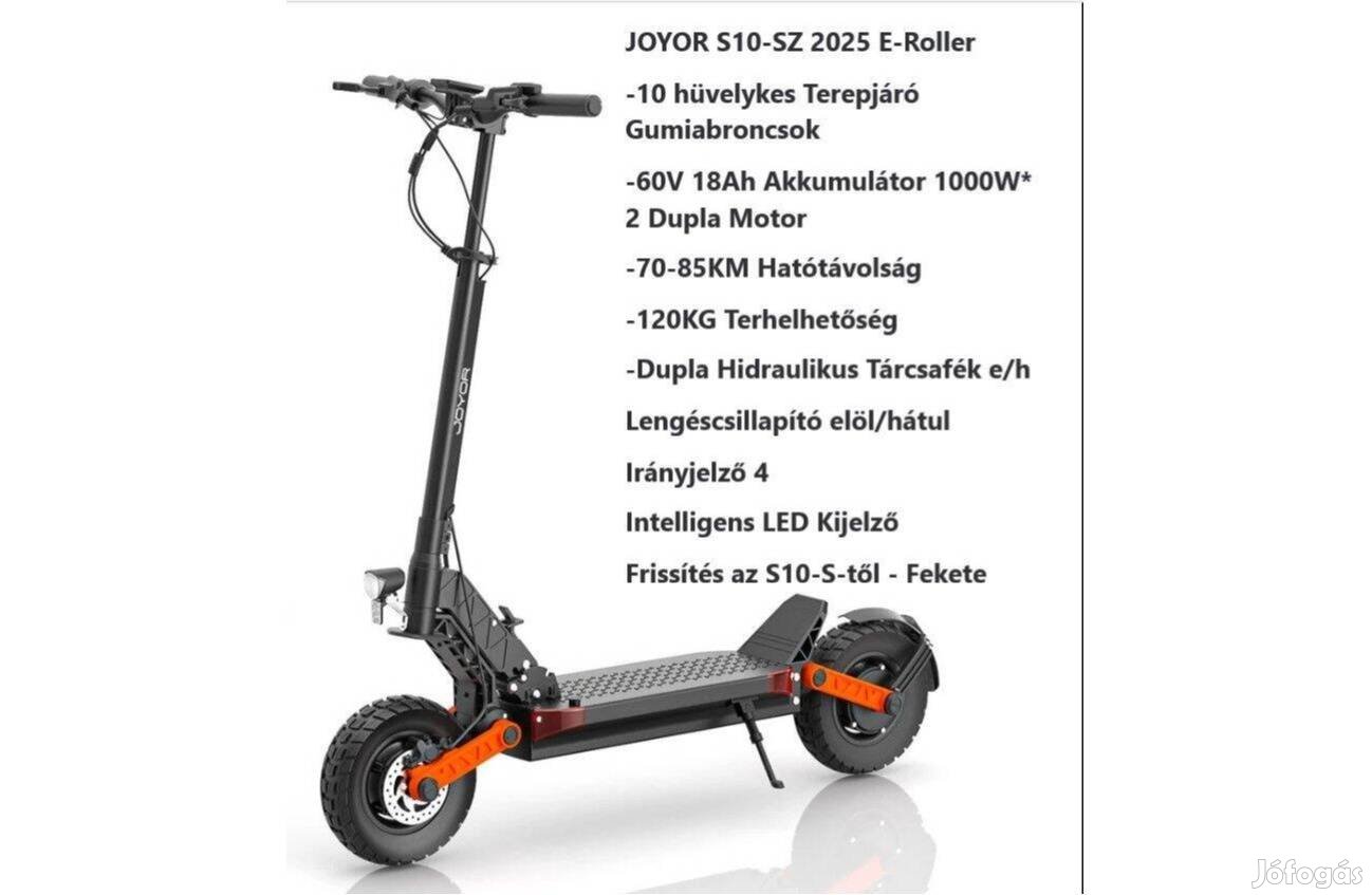 Új Joyor S10S-Z 2025 e-roller 2x1000W motor e-h hidraulikus tárcsafék