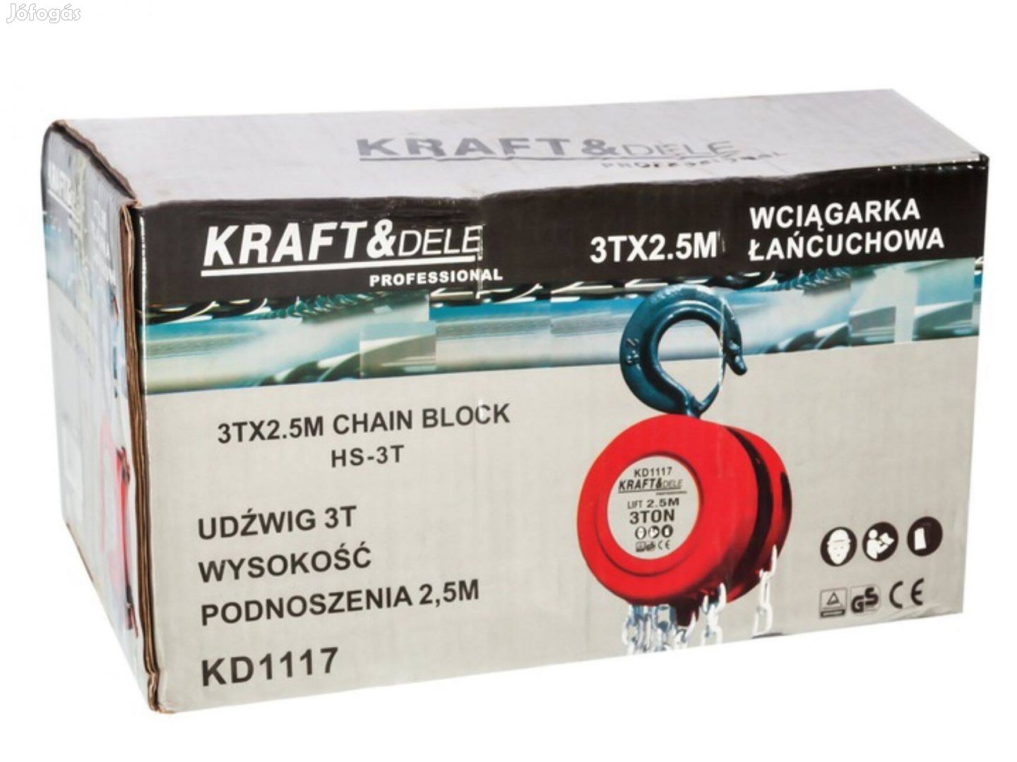 Új Kraft&Dele KD1117 láncos emelő, csörlő, Flaschenzug 3T