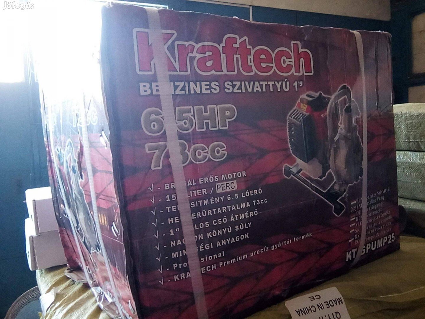 Új Kraftech Benzines Szivattyú 1" 150L/perc 6,5LE