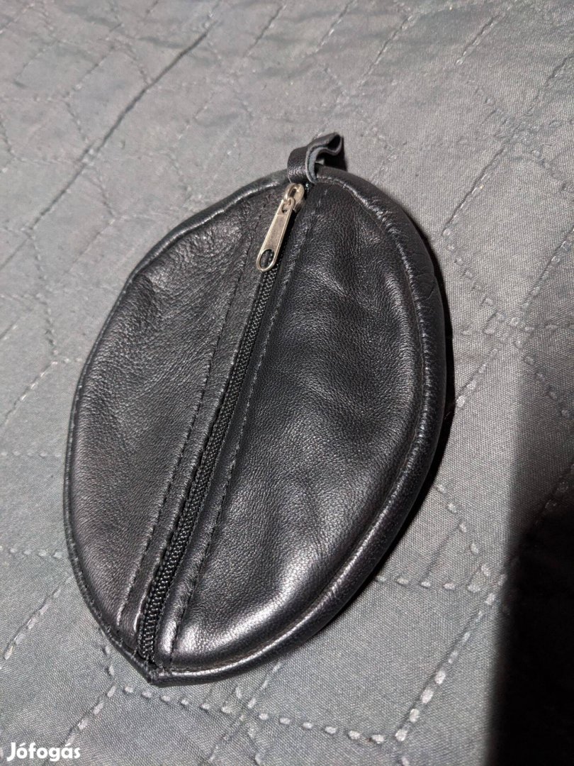 Új Kulcstartó 2 cipzáros zsebbel valódi bőr pénztárca Új