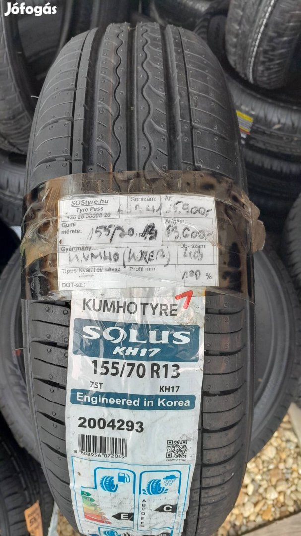 Új Kumho 155/70R13 nyári gumiabroncsok 