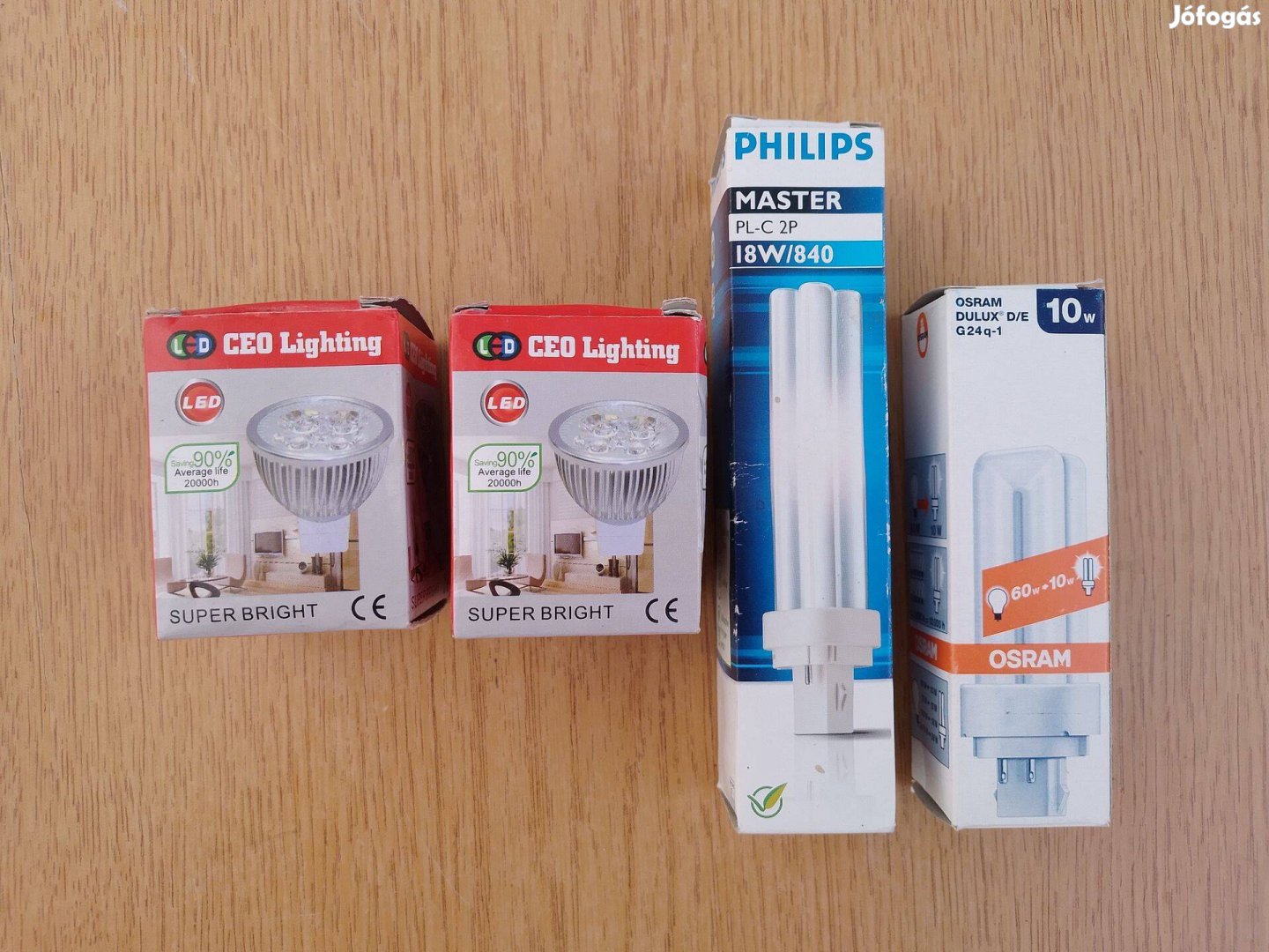 Új LED izzó 12V, MR16, 4x1W / PL-C 2P kompakt fénycső 18W