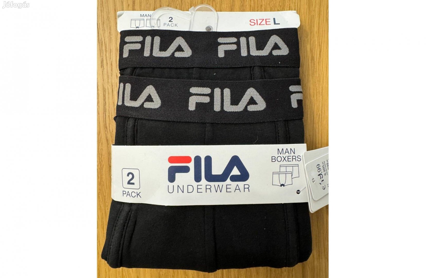 Új L Fila Férfi Boxer 2 db Fekete Szürke Alsónadrág Fehérnemű Alsó