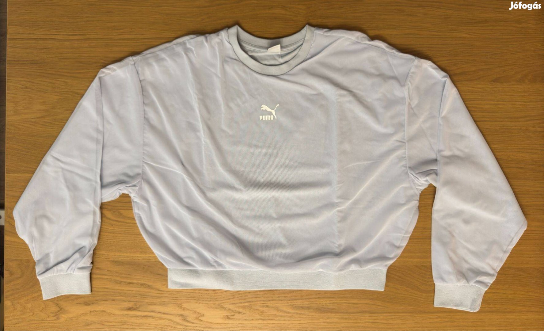 Új L Puma Női Crop Top Rövid Pulóver Világoskék Kétrétegű Selymes