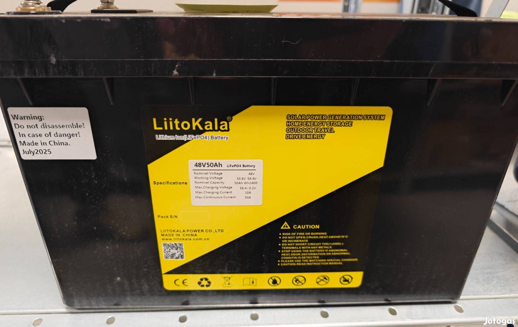 Új Liitokala 48V 50Ah Lifepo4 Akkumulátor 2.4 kWh Beépített