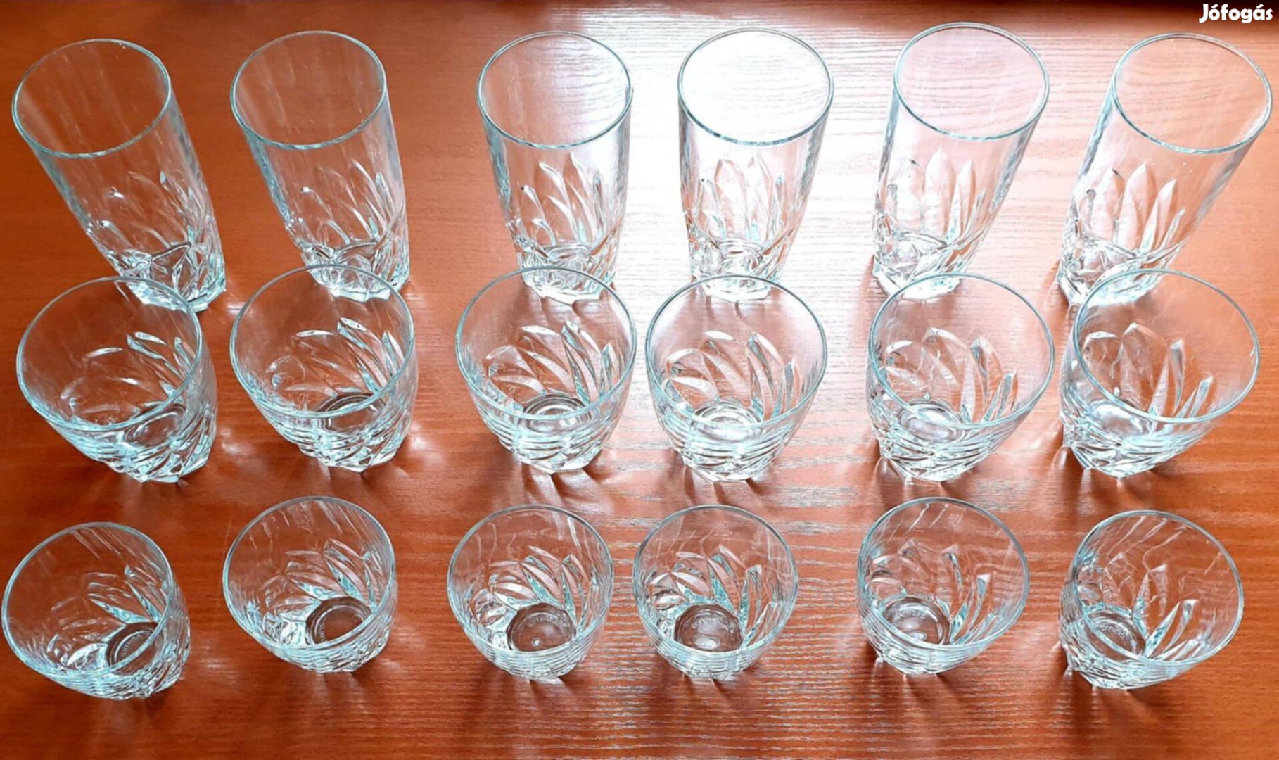 Új Luminarc Francia Pohárkészlet 18 db 30 éves, vitrinállapo