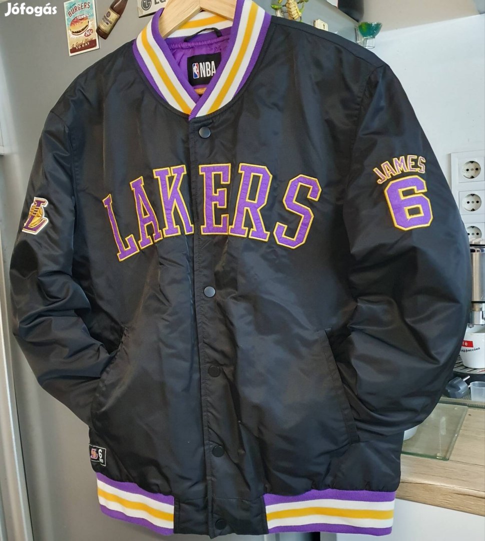 Új M-es Los Angeles Lakers NBA James 6 varsity bomber dzseki kabát