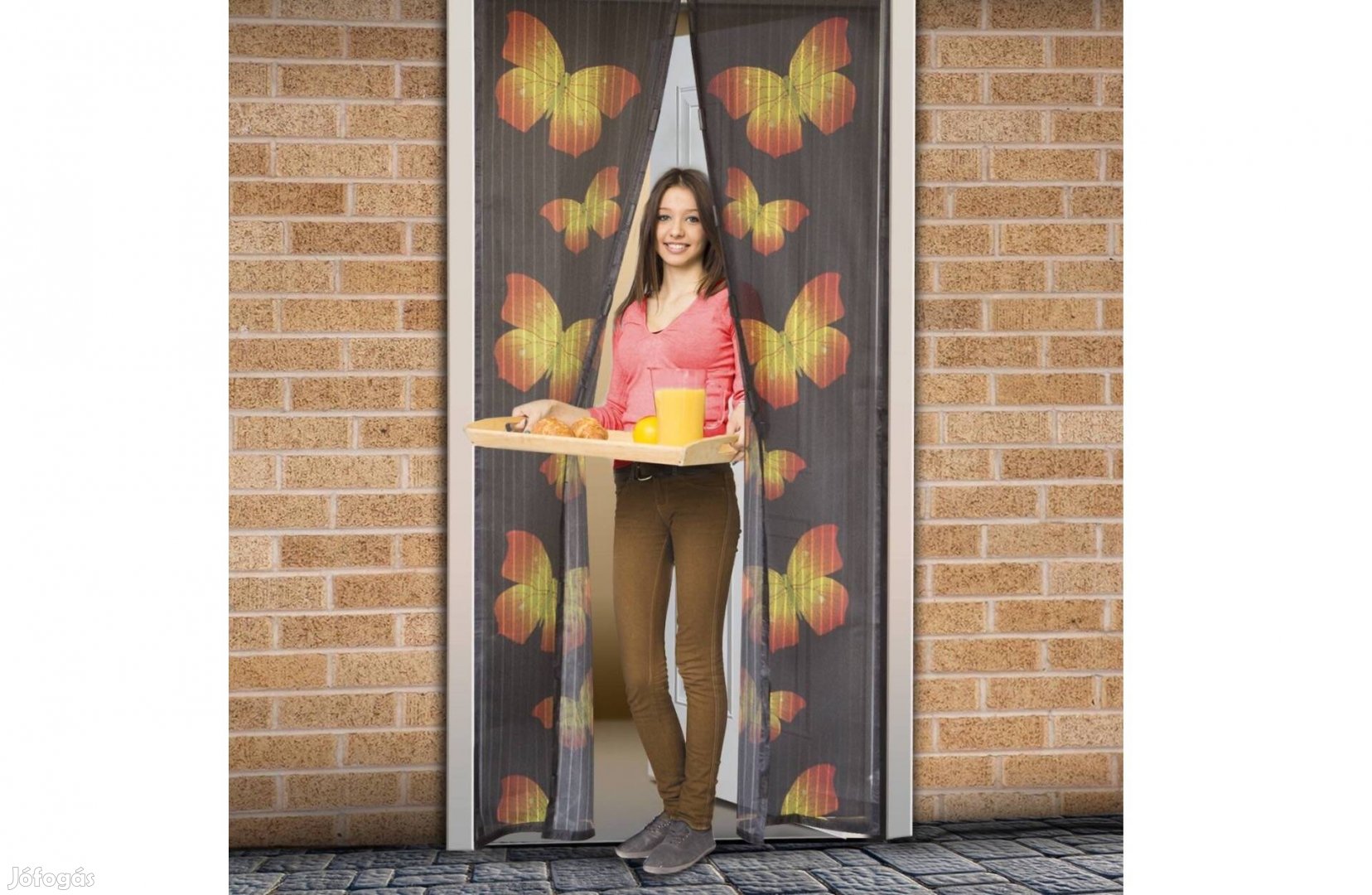 Új Mágneses szúnyogháló függöny ajtóra 100 x 210 cm pillangó mintás
