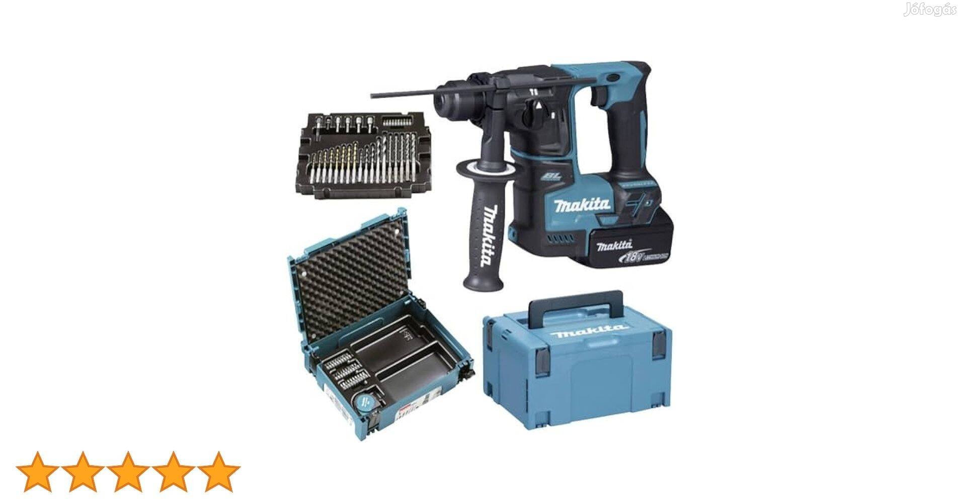 Új Makita DHR171Fjx1 SDS-Plus akkus fúrókalapács (18V/2x3.0Ah) + 65 db