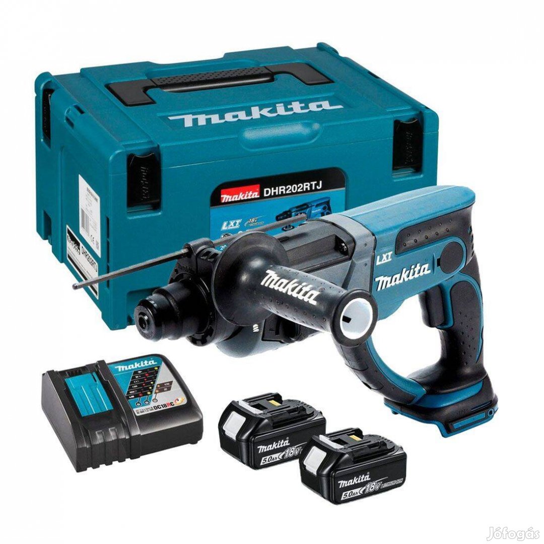 Új Makita DHR202RTJ Akkus fúró-vésőkalapács (18V/2x5.0Ah) Makpac koffe