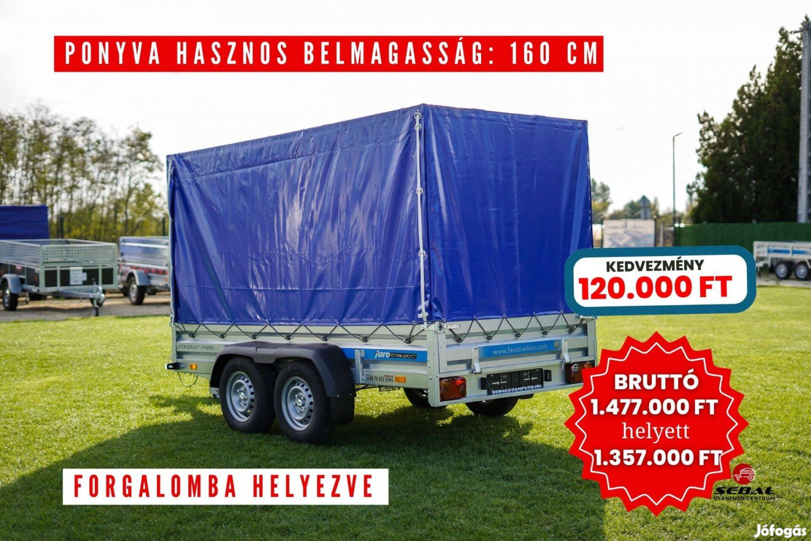 Új Max 263 ponyvás utánfutó (1500 kg) rendszámmal