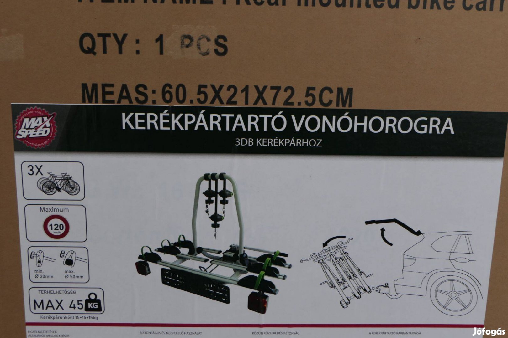 Új Maxspeed Kerékpártartó vonóhorogra bicikli szállítás autóval