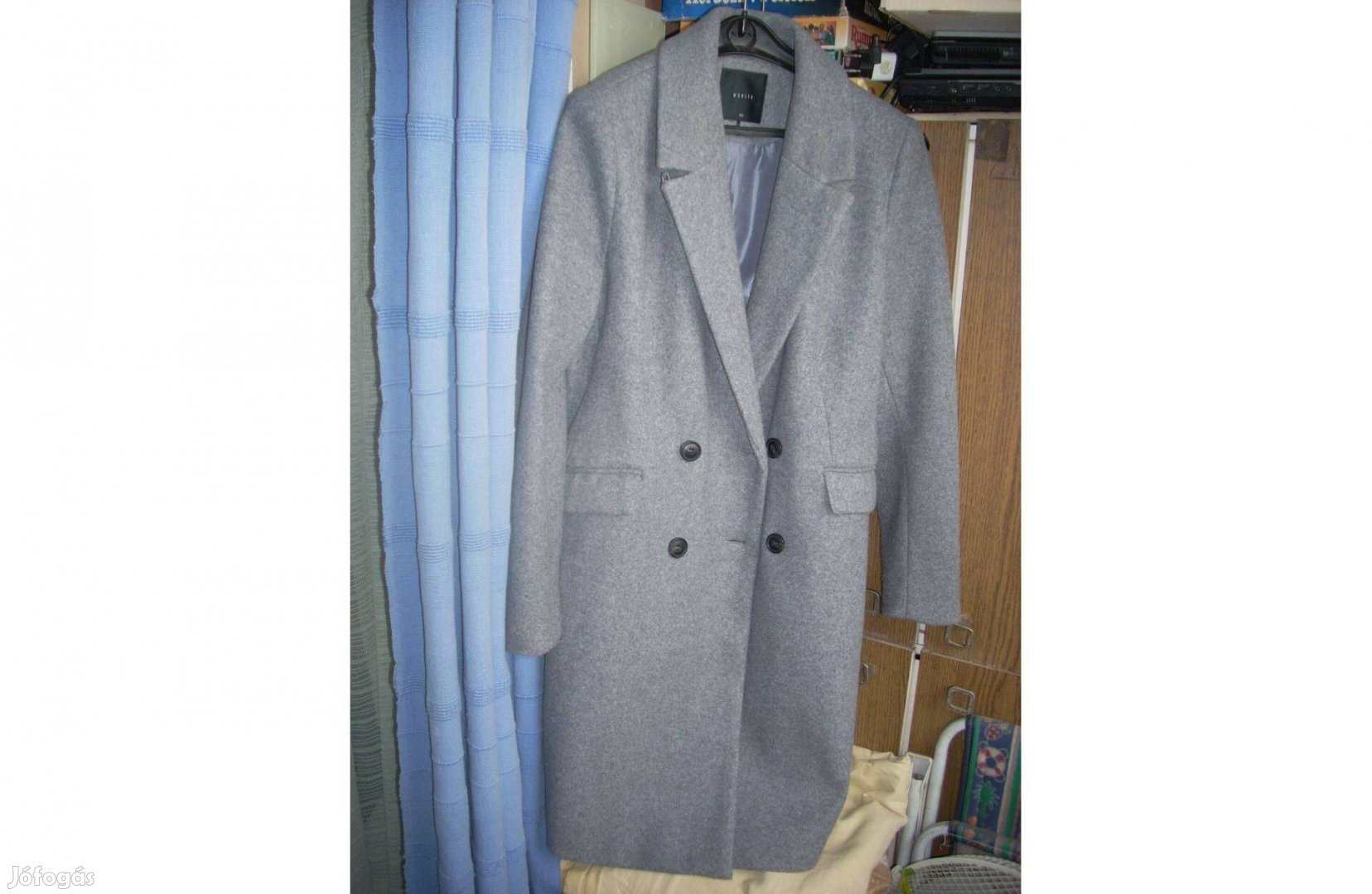 Új Meleg galambszürke szövet téli kabát 42