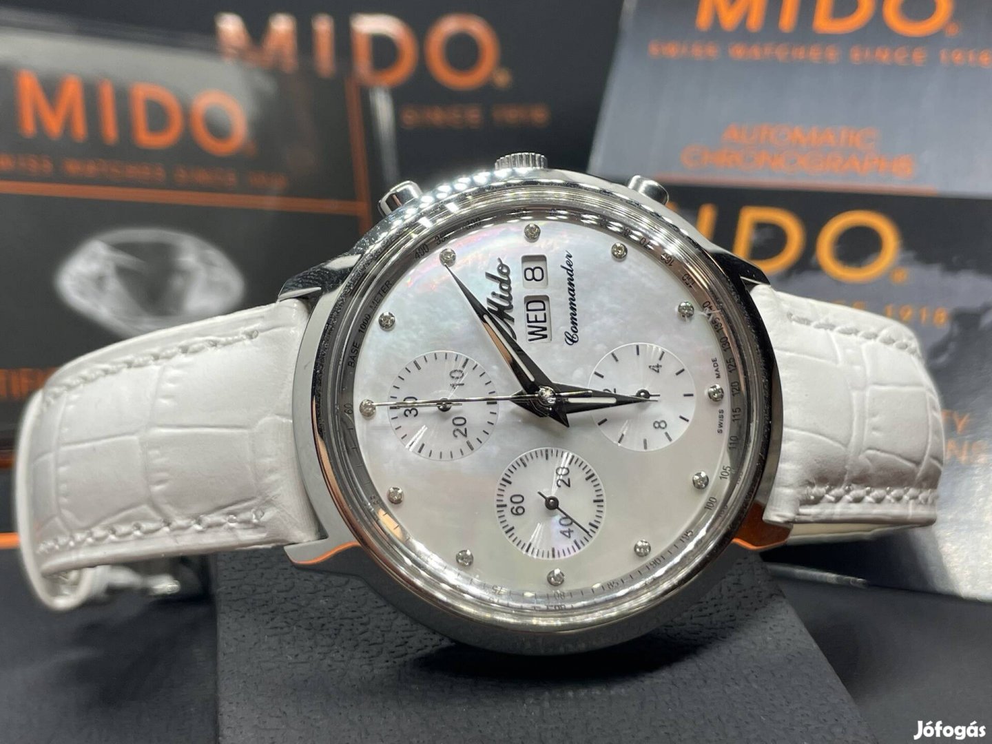 Új Mido Commander Chronograph Lady női karóra 12db gyémánttal