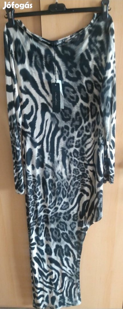 Új Moda Bella leopárd mintás asszimetrikus sztreccs alkalmi