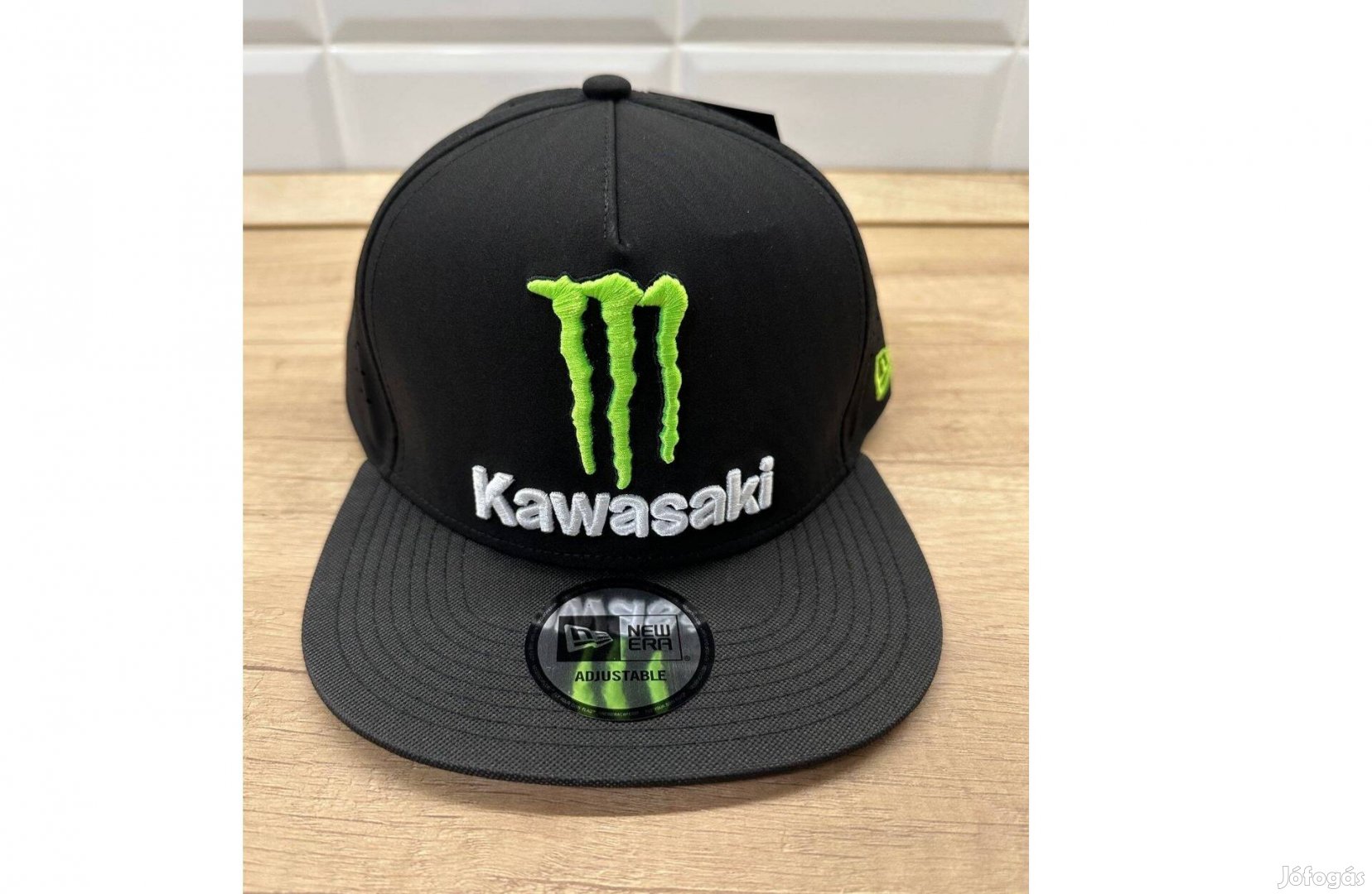 Új Monster Energy, Kawasaki fekete színű, hálós sapka, snapback