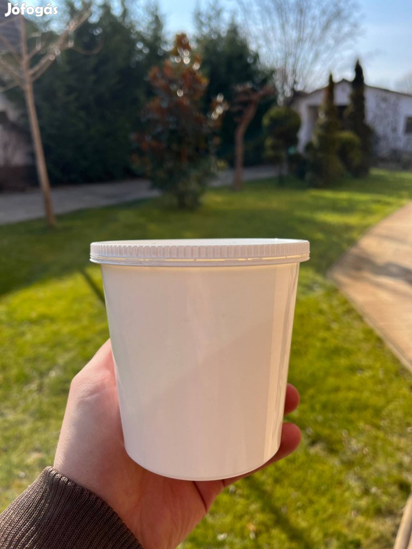 Új Műanyag Tároló Tégely Pattintós Fedővel- 500ml