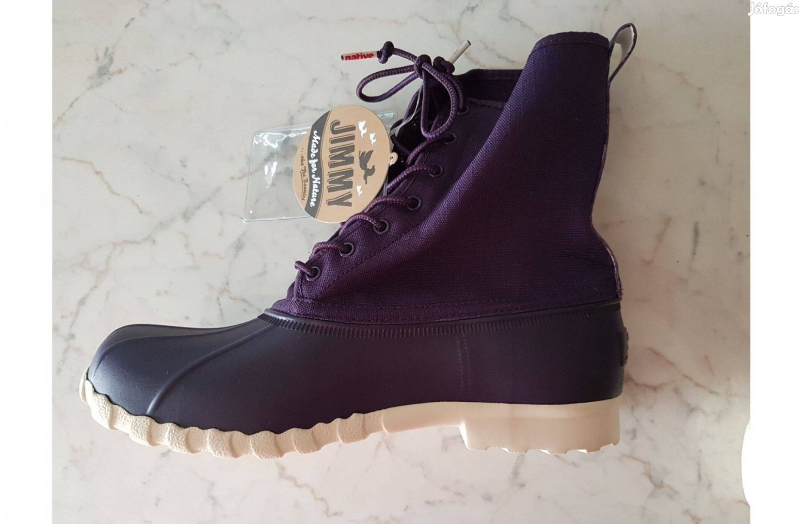 Új Native esőbakancs gumi és vászon lila színű világos