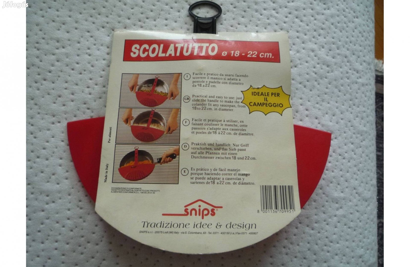Új Olasz piros színű műanyag szűrő konyhai edényekre