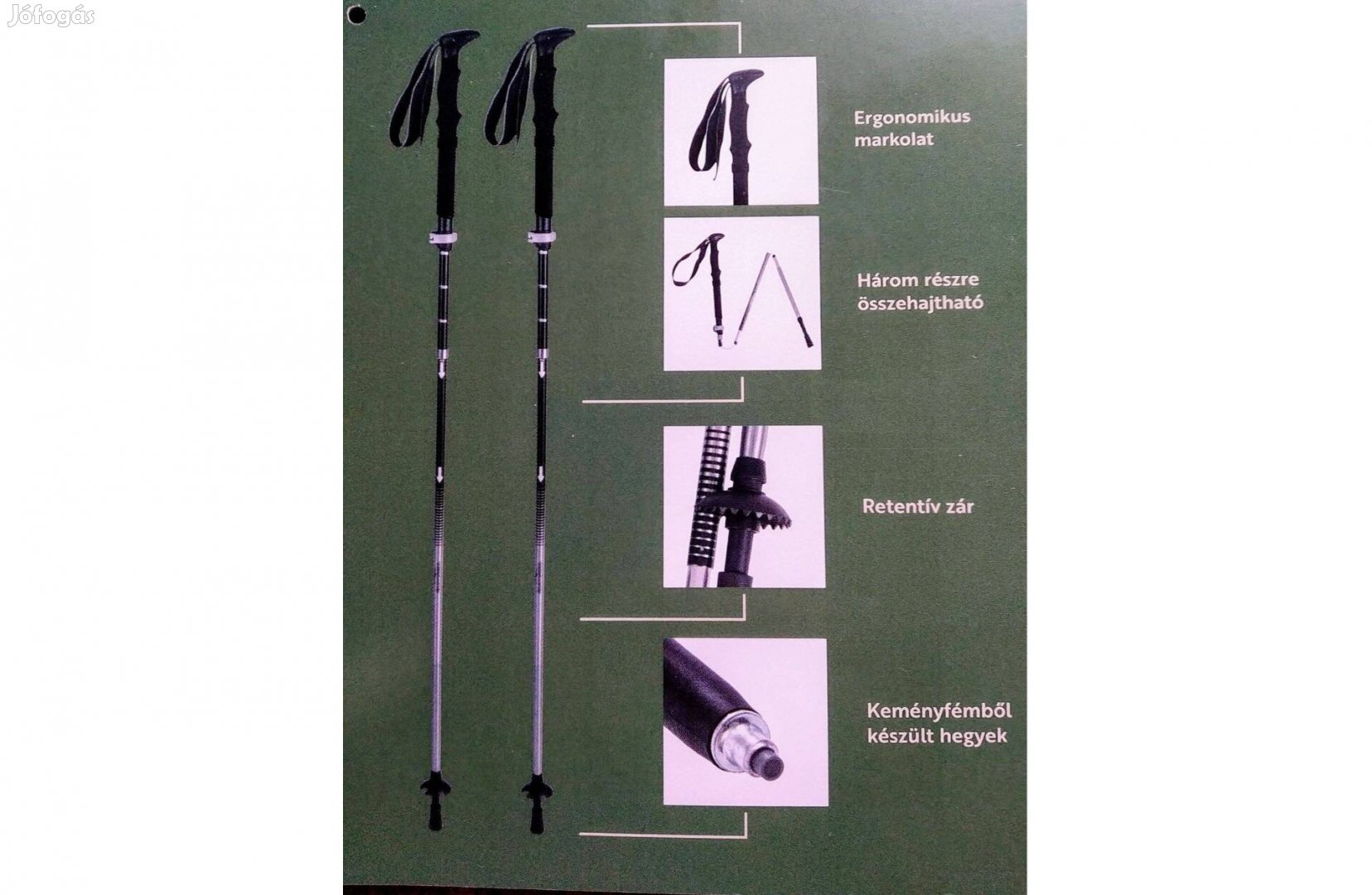 Új Összehajtható túrabot párban 110-125 cm Erős könnyű alu