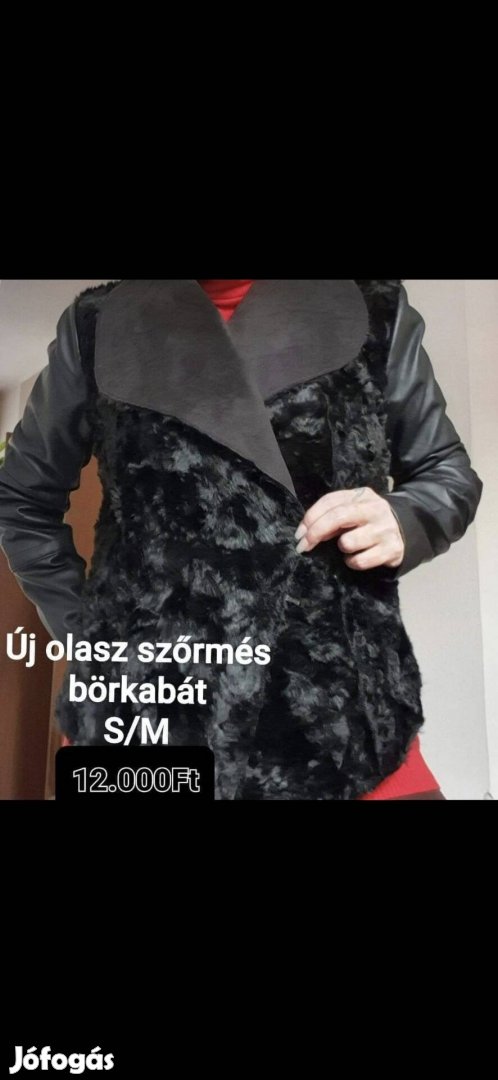 Új Őszi szőrmés 1 csatos bőrkabát S/M