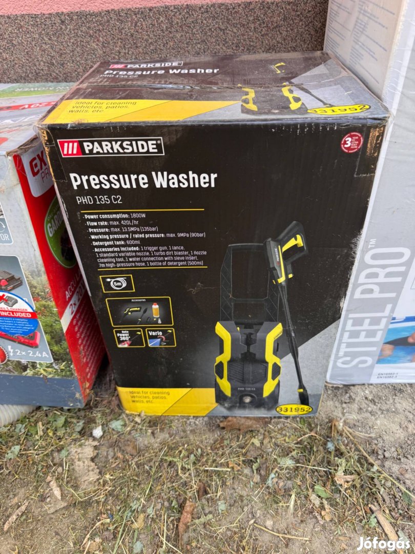 Új Parkside PHD 135 C2 Sterimo Önfelszívós magasnyomású mosó, fém sziv