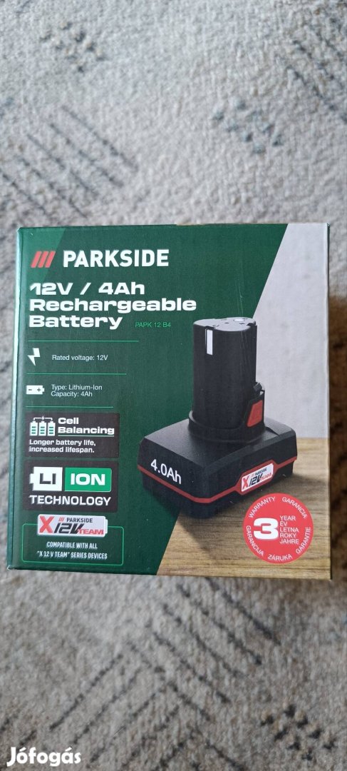 Új Parkside akkumulátor 4Ah 12V  X12V