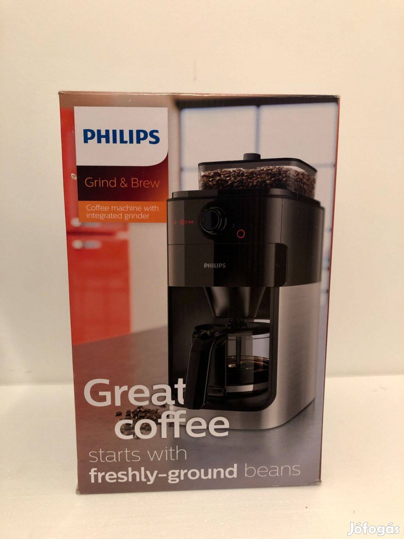 Új Philips HD7767/00 kávéfőző beépített őrlővel, filteres