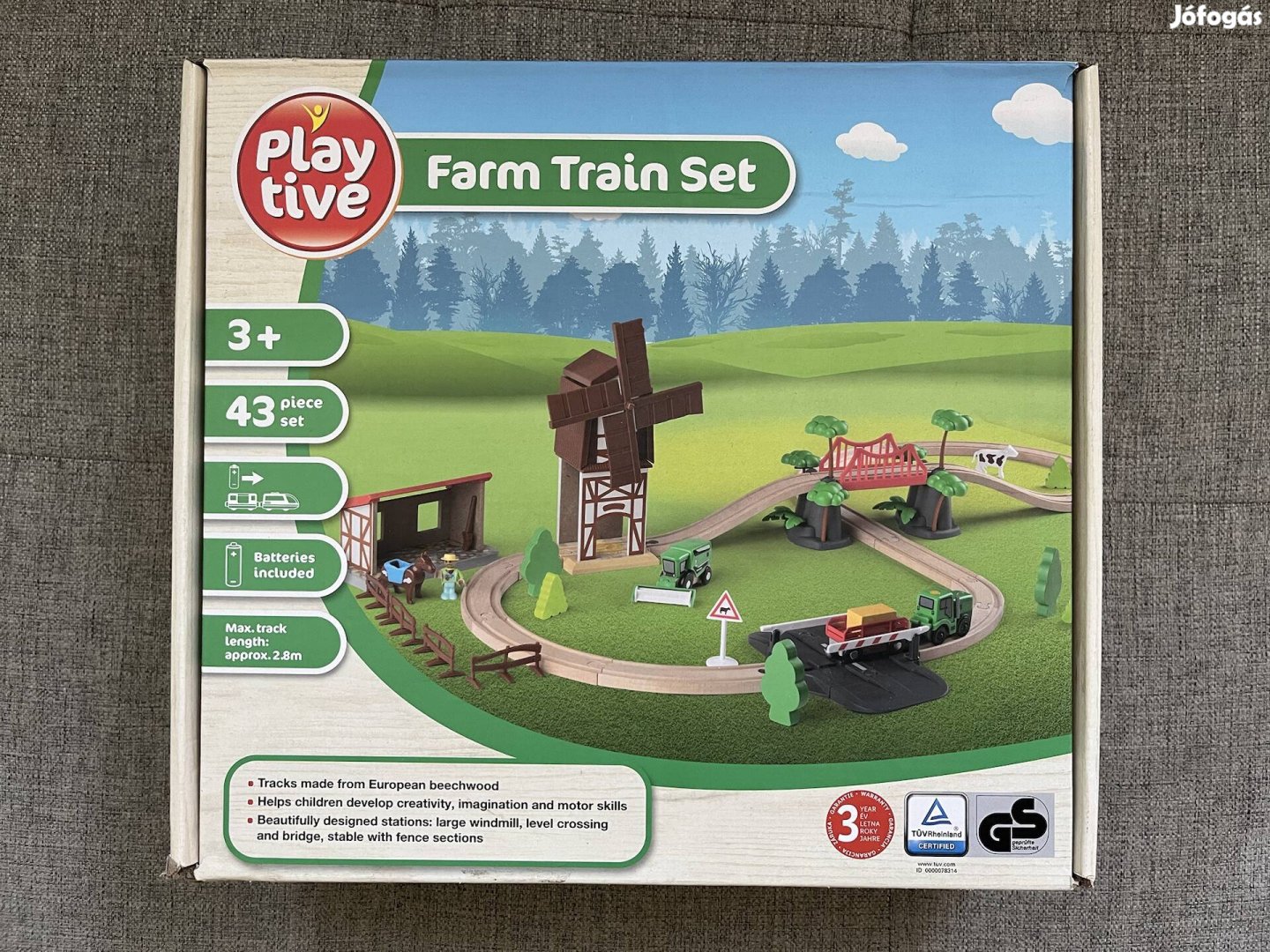 Új Playtive farm train fa játékszett