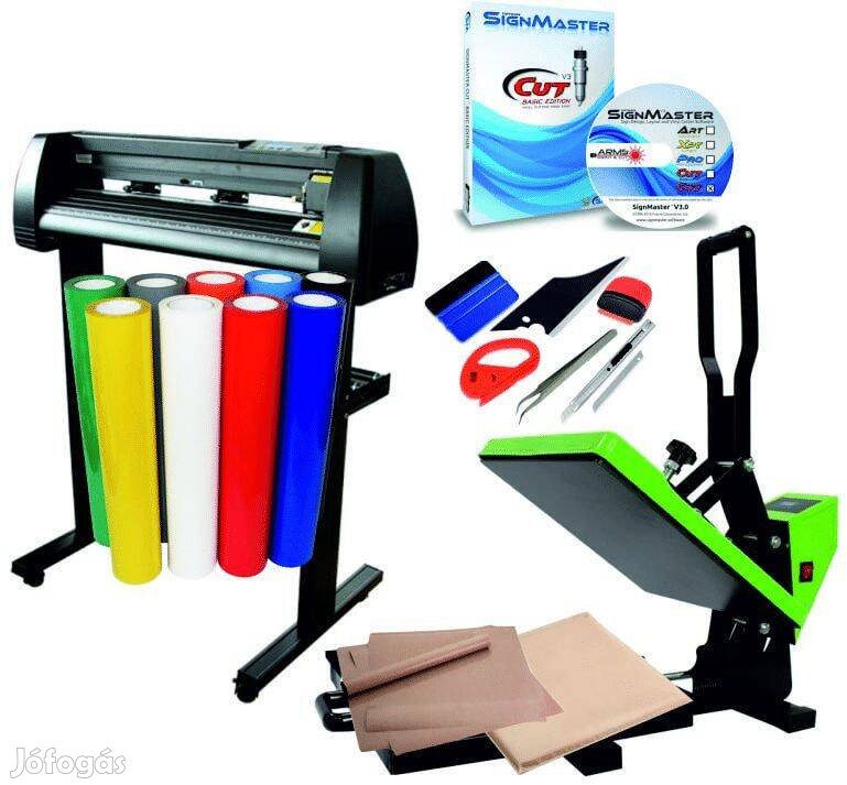 Új Pólónyomó rendszer Fóliavágó Plotter Hőprés kiegészítők 2év gari