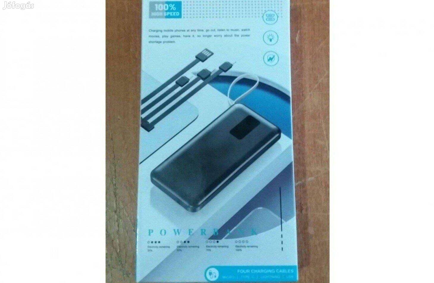 Új Power bank 4 féle beépített kábellel 25000 mAh