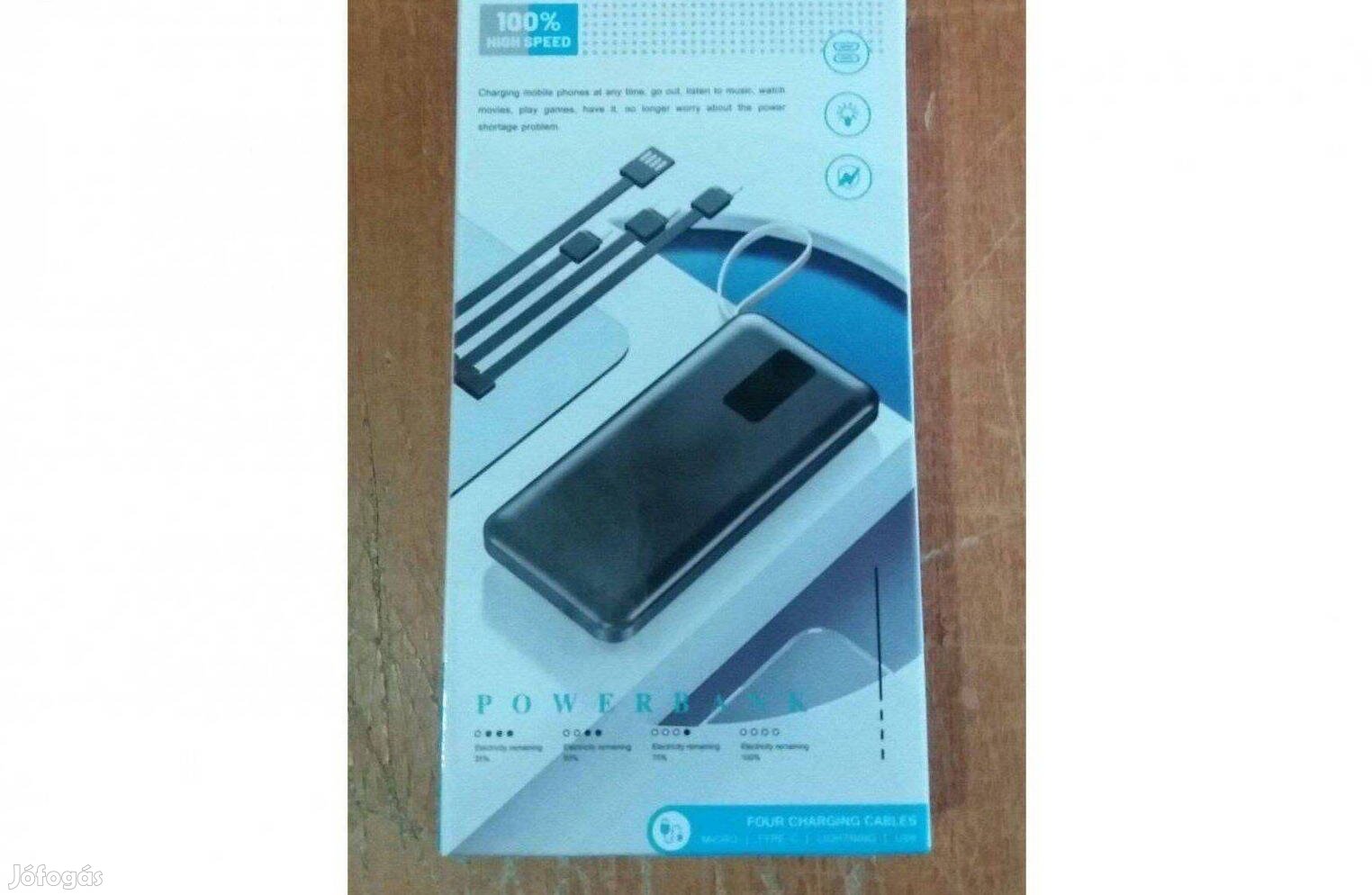 Új Power bank 4 féle beépített kábellel 25000 mAh