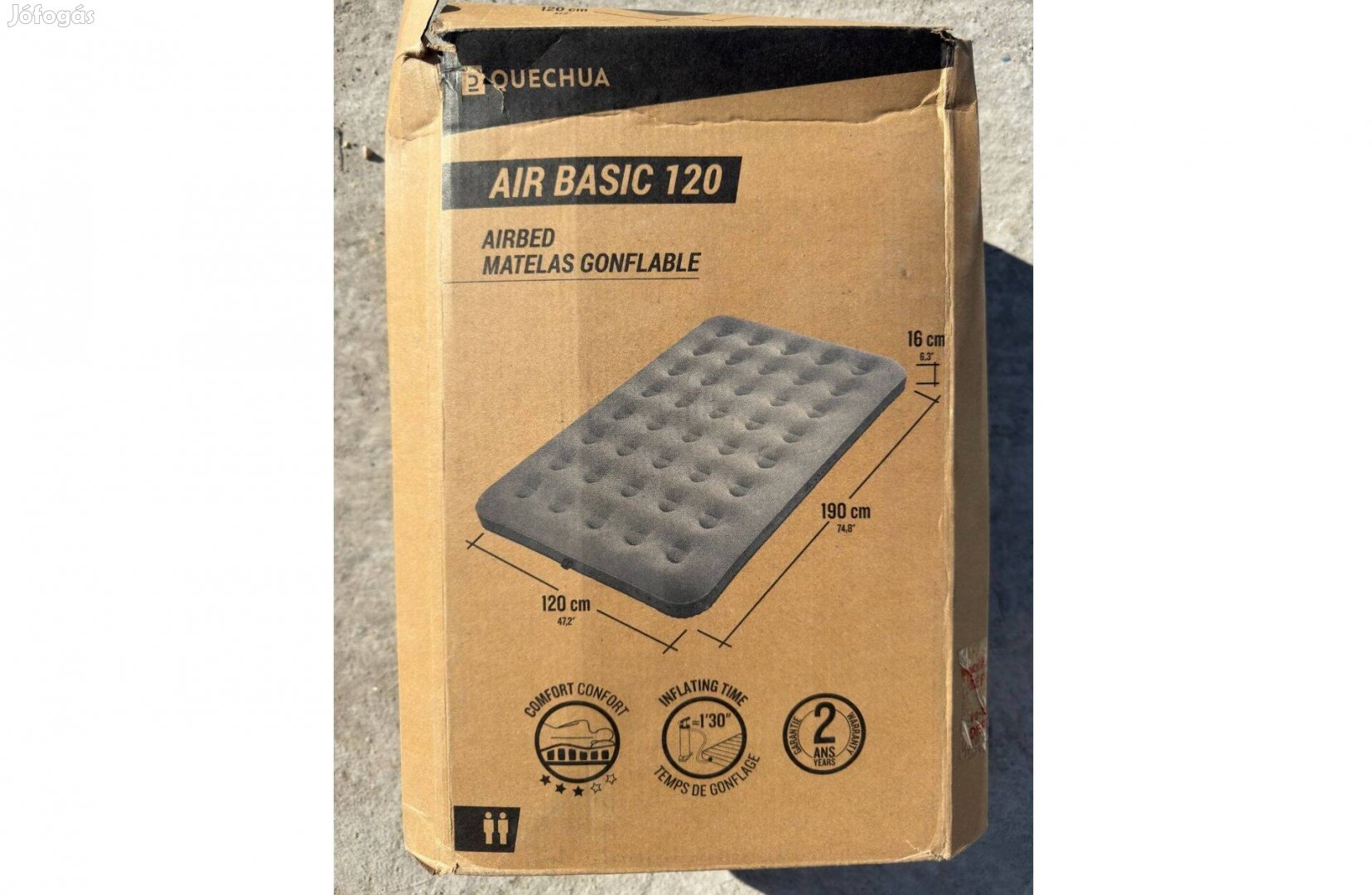 Új Quechua Air Basic Kempimgmatrac Felfújható Ágy Matrac 120x190x16 cm