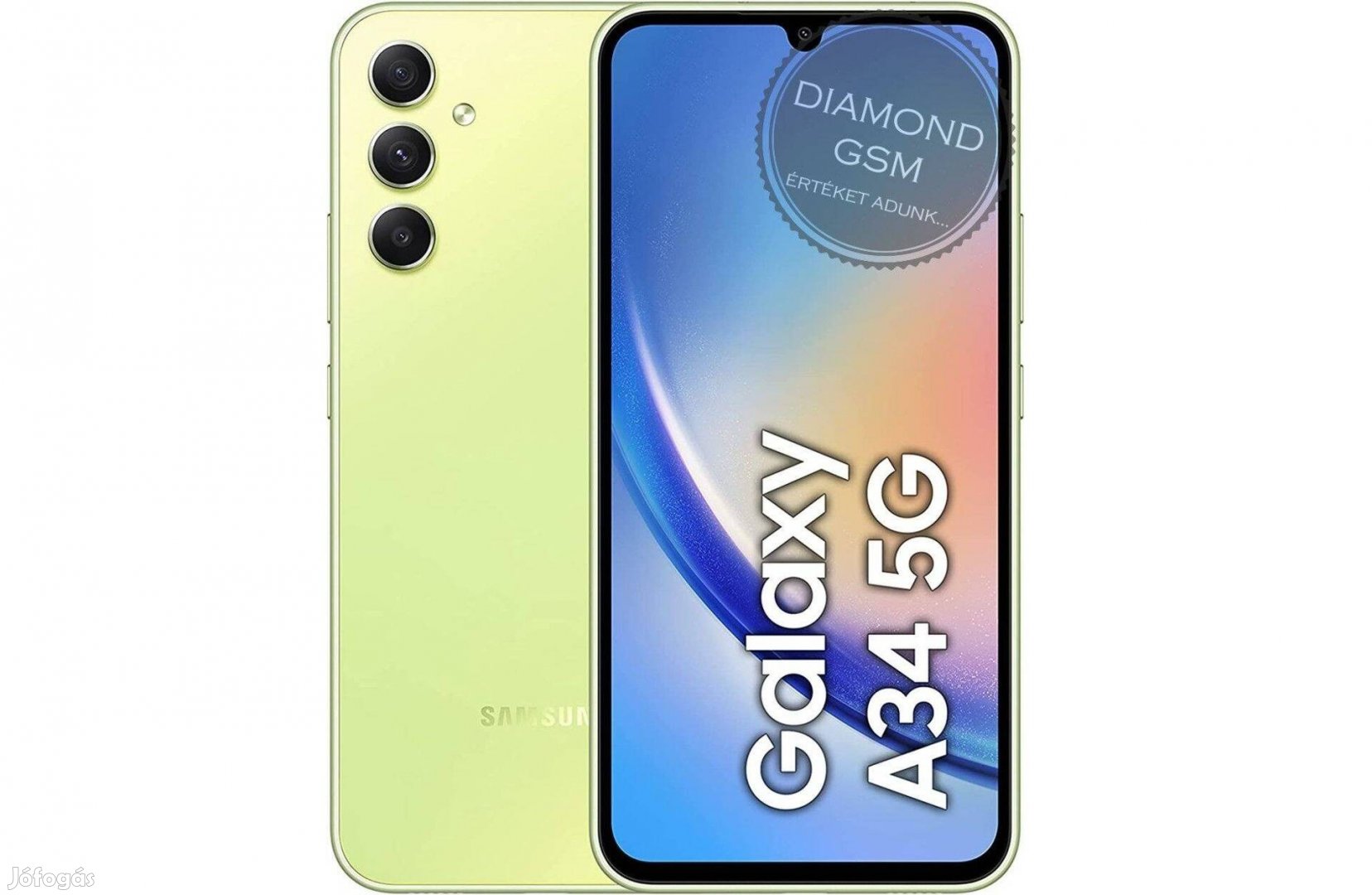 Új Samsung A346B Galaxy A34 128GB 5G Dual, Lime színben,