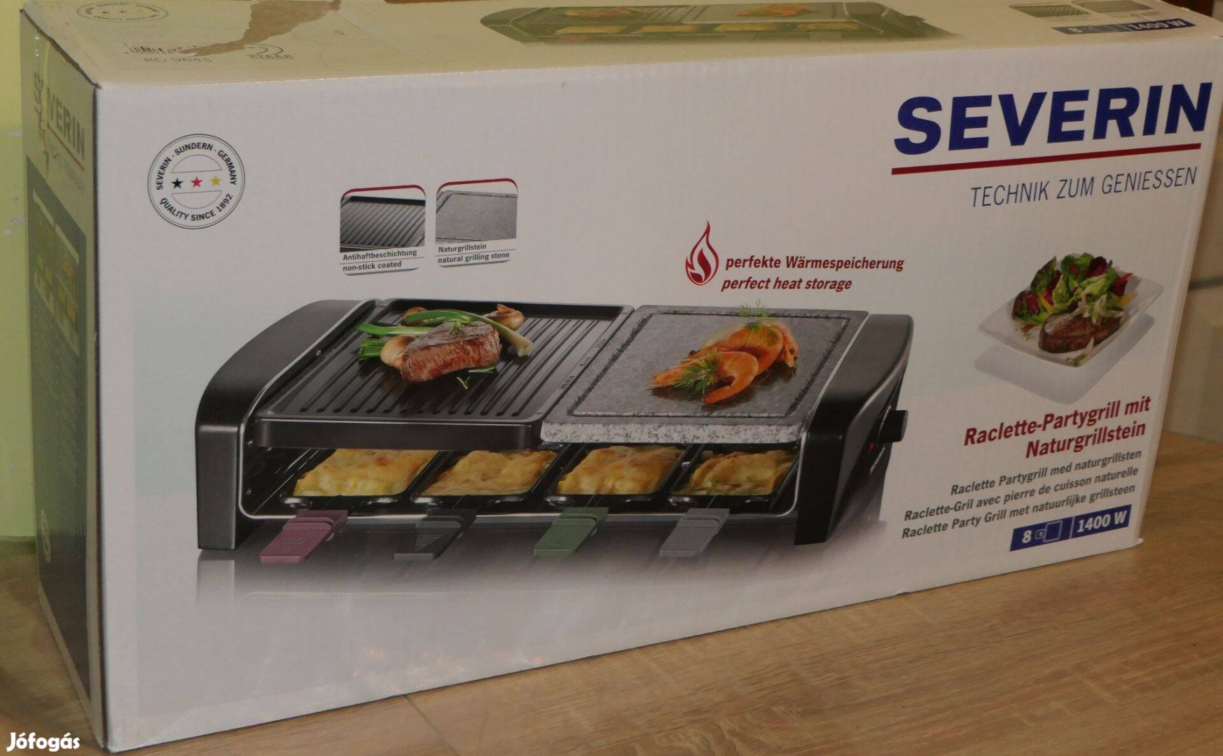 Új Severin RG9645 elektromos grill grillsütő 1400W 8 személyes