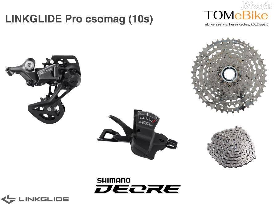 Új Shimano Linkglide Pro váltó és hajtás csomag (Deore 10 sebességes)