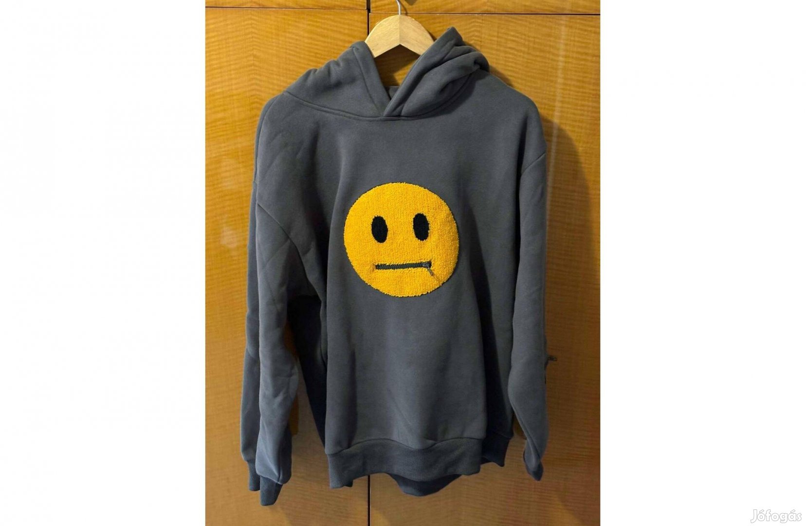 Új Smiley Patch kapucnis pulóver XL