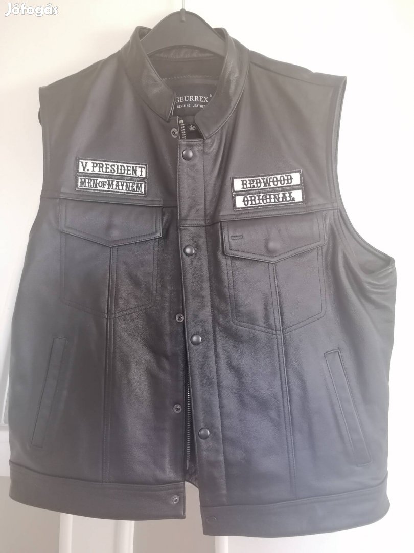 Új Sons of Anarchy bőr motoros mellény 4XL