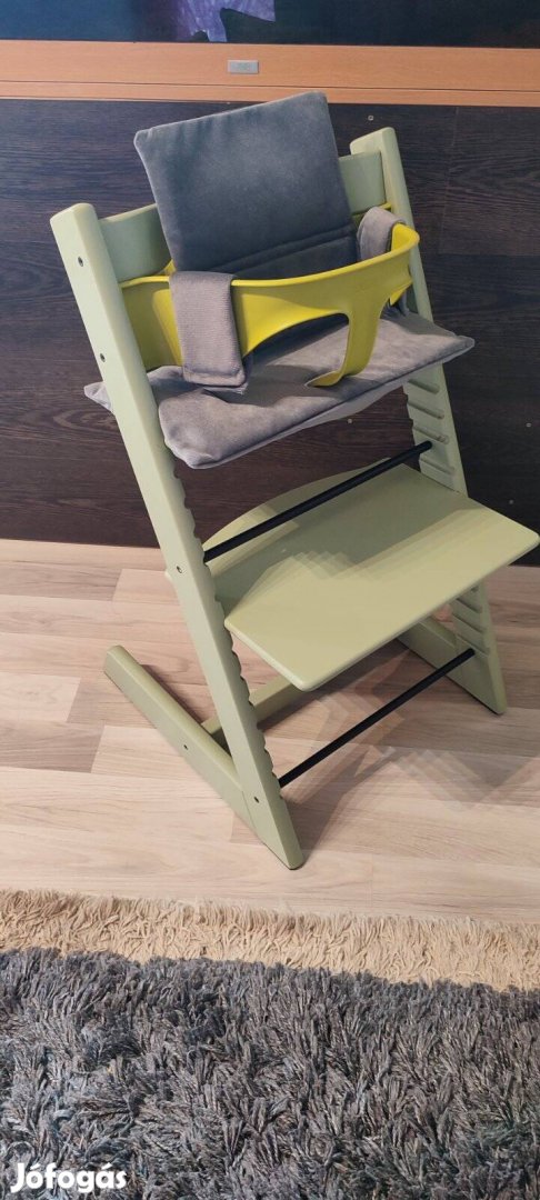 Új Stokke Tripp Trapp moss green fa etetőszék baby set párna szett