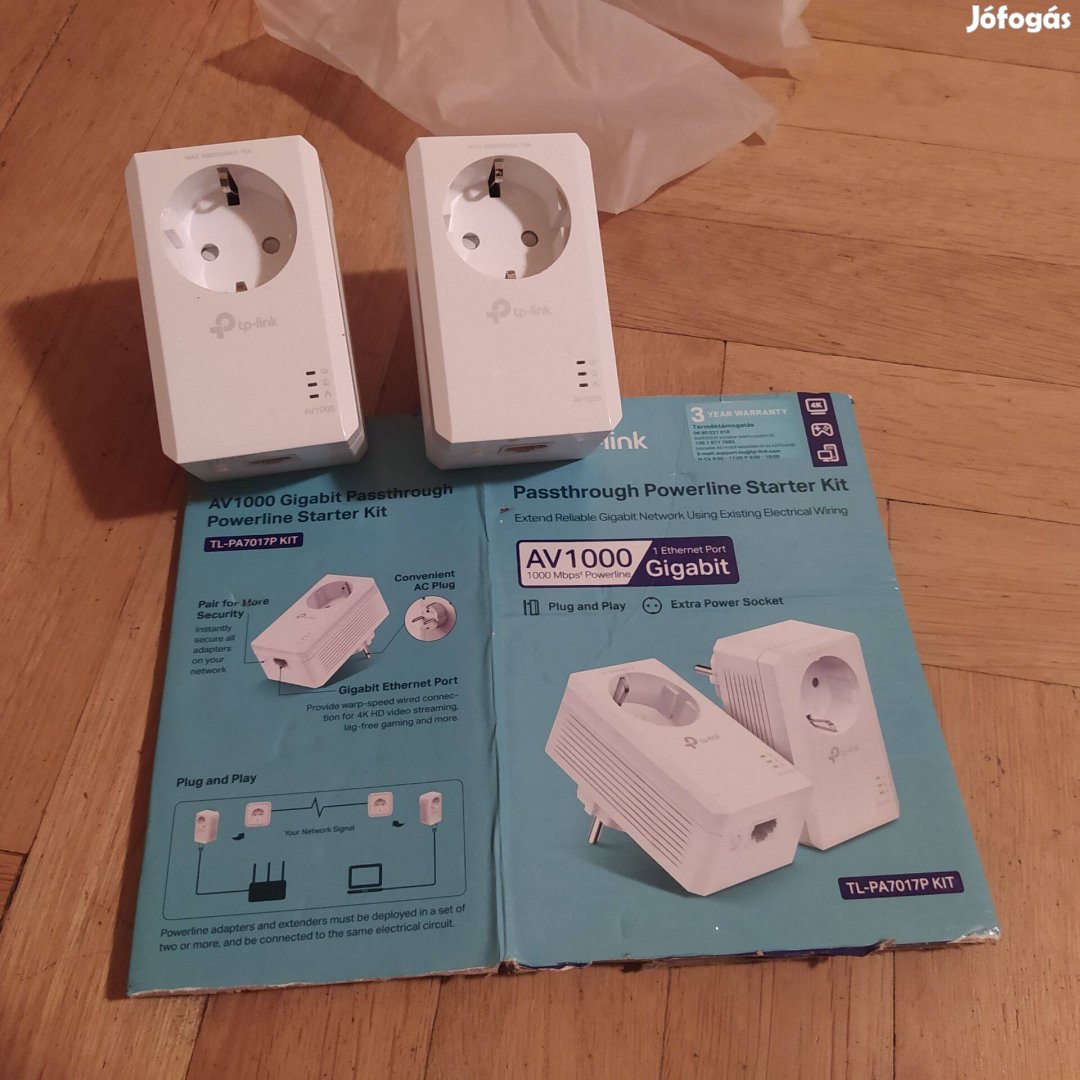 Új TP-Link TL-PA7017P powerline hálózati adapter 1000 Mbps 300 méter