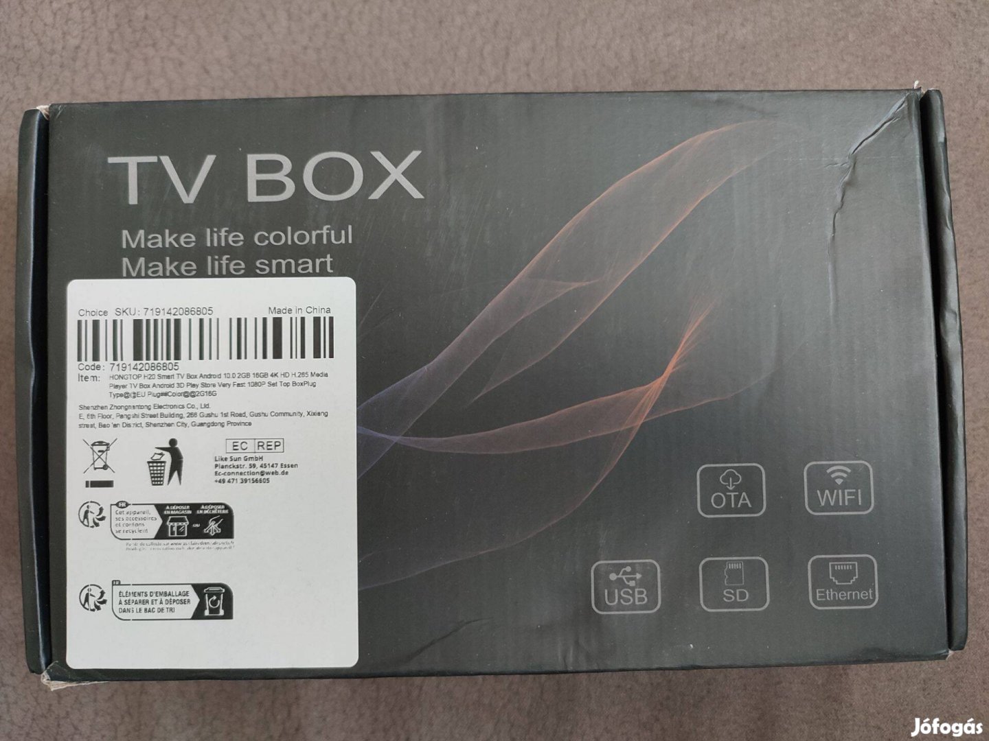 Uj TV Box android 10 távirányító usb 2/16 Gb