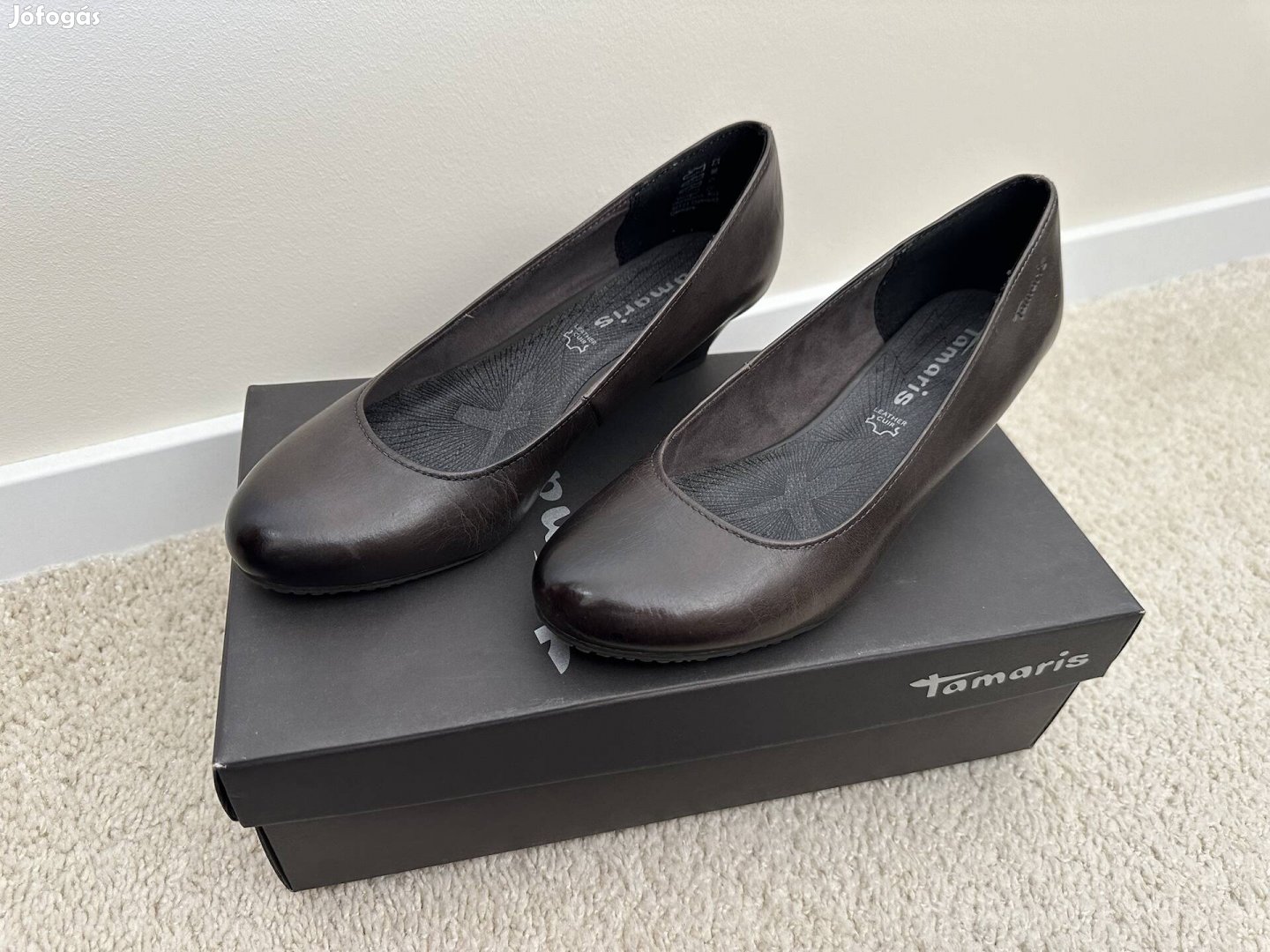 Új Tamaris sötét barna női bőr cipő 38-as
