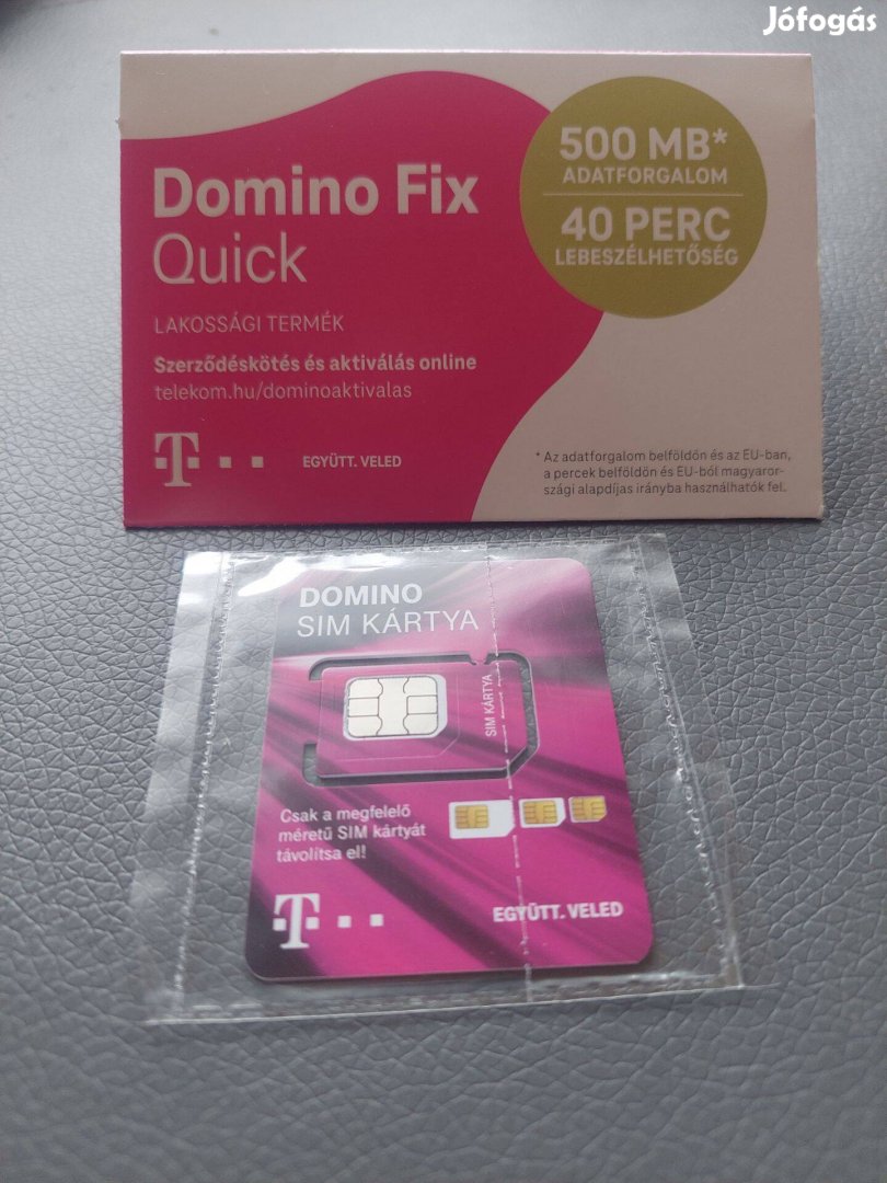 Új Telekom Domino Fix Quick SIM kártya - 500 MB/40 perc