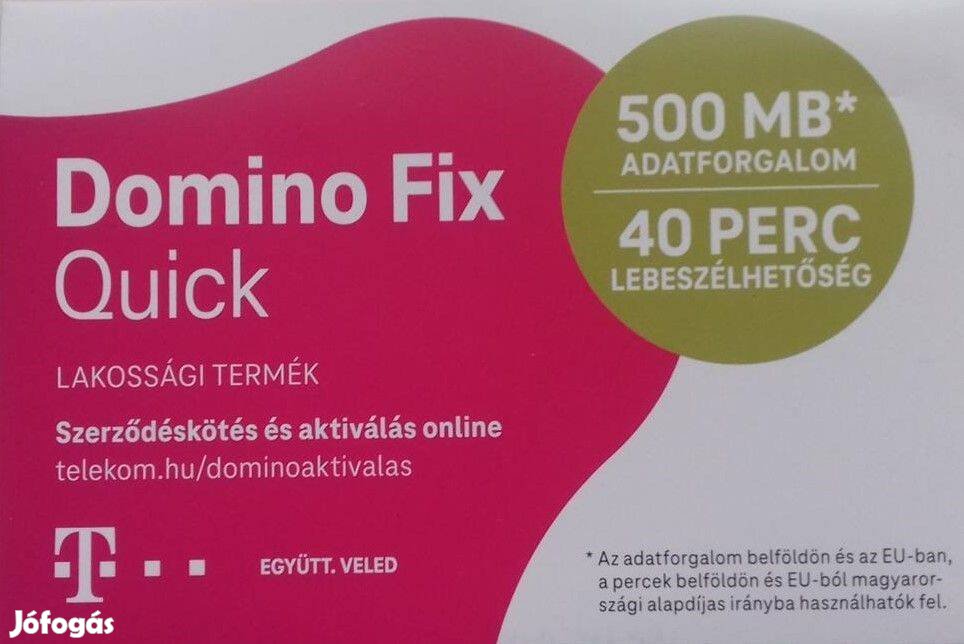 Új Telekom Domino Fix SIM kártya - 500 MB/40 perc