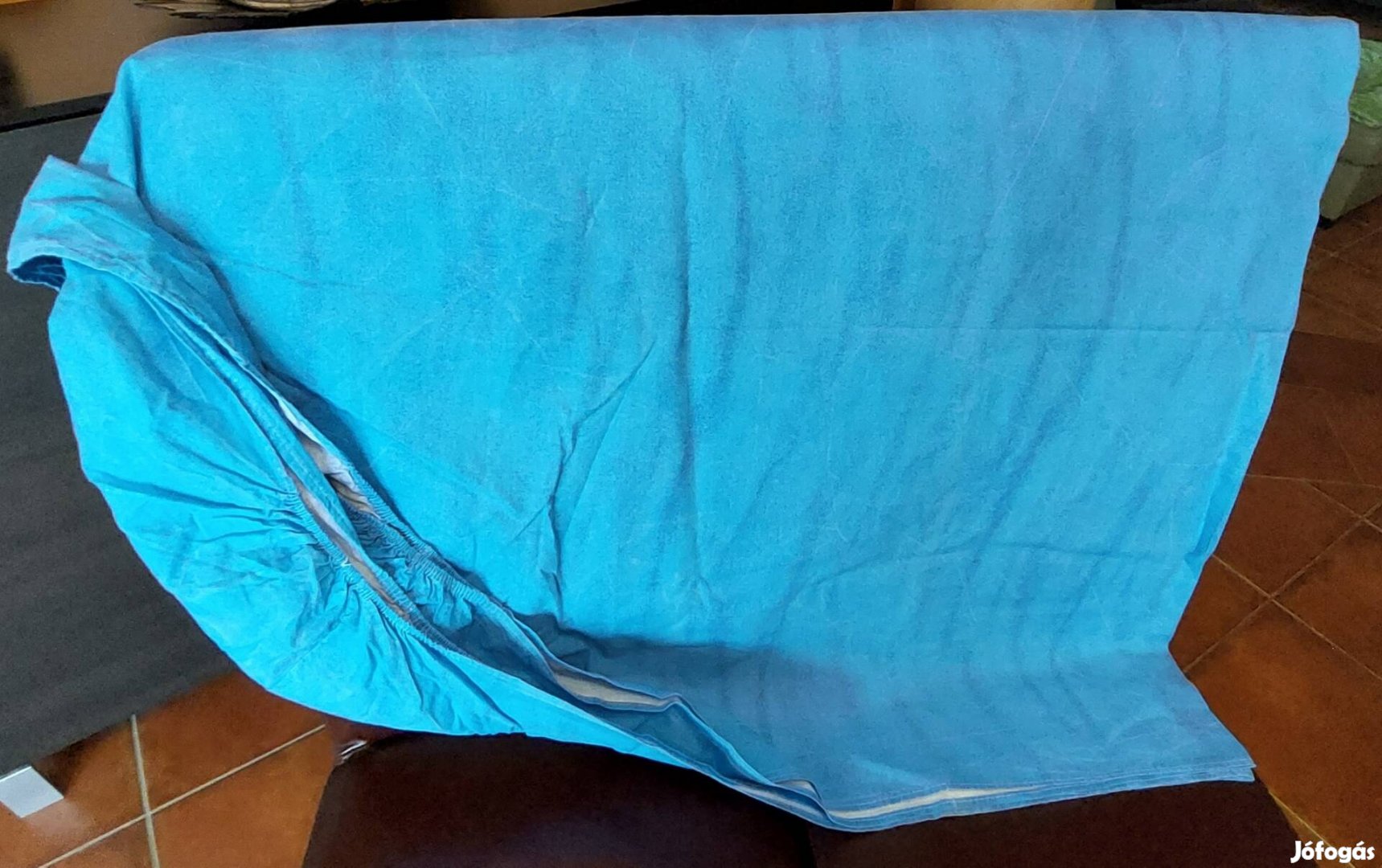 Új Tengerkék gumis pamut lepedő ~160-180cm × 200cm 
