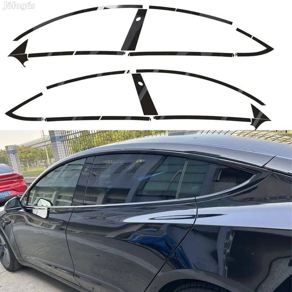 Új Tesla Model 3 Chrome delete ablakkeret fényes fekete!